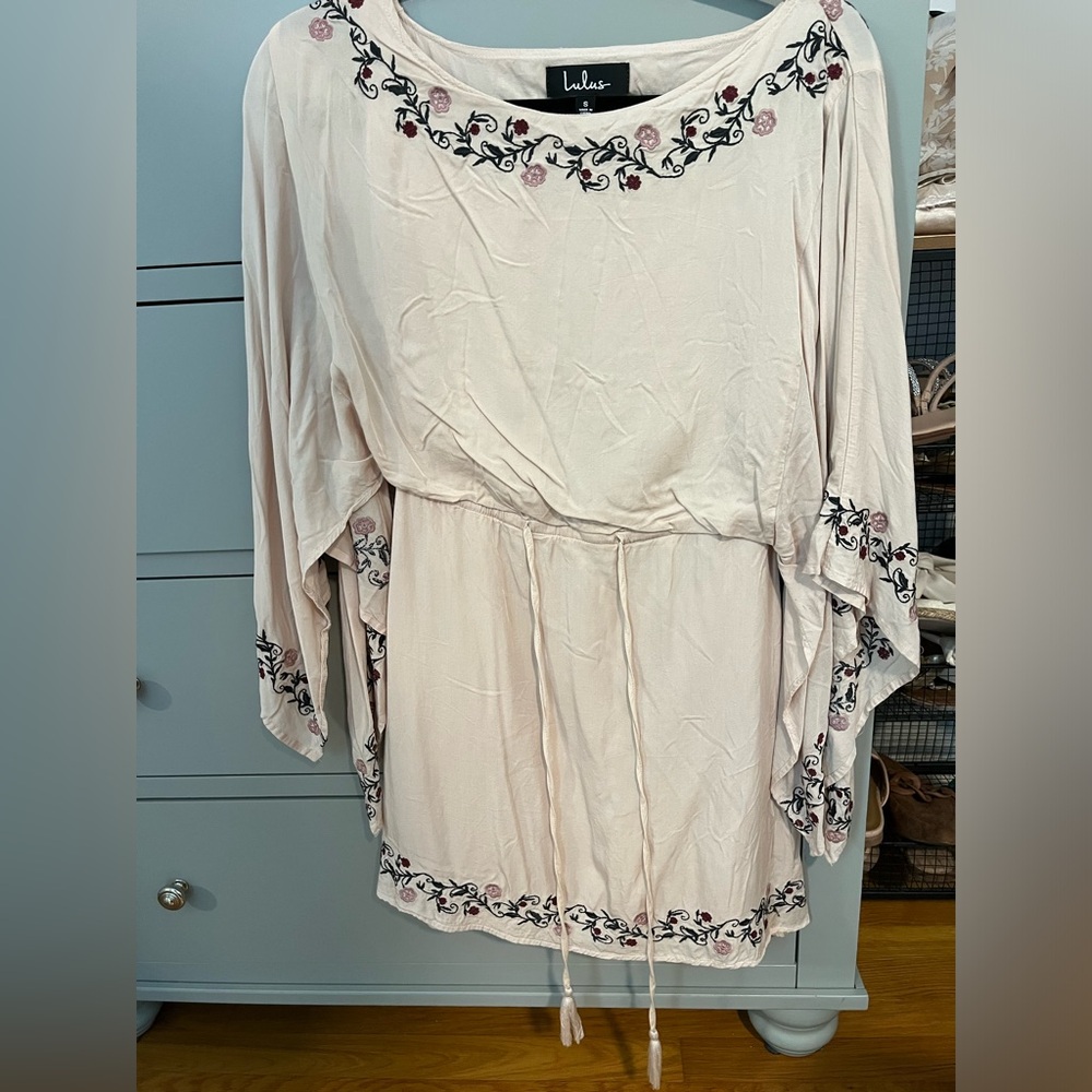 🍑LULUS Boho Wide Long Sleeve Mini Dress